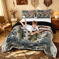 thumbnail image 4 of meiyoeat Retro American Flag Buck Fishing Full Size Comforter Sets for Men Boys, Bass Pike Fish Animal Bedding Comforter Set, Beige, Black Reversible, 3 Pieces, 1 Comforter and 2 Pillowcases, 4 of 6