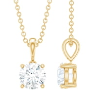 Rosec Jewels Lab Created Diamond Solitaire Pendant Necklace 1 Ct - 6 mm, with Chain (EF-VS Quality), 10K Yellow Gold