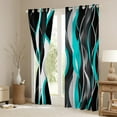 thumbnail image 3 of Manfei Geometric Wave Striped Black Out Curtains,Modern Abstract Lines Curtains Pack of 2 (42x63 Each),Blue Black Stripes Bedroom Curtains For Girl Teens,Breathable Home Decor, 3 of 6
