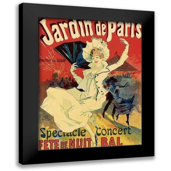 Cheret, Jules 12x14 Black Modern Framed Museum Art Print Titled - Jardins de Paris