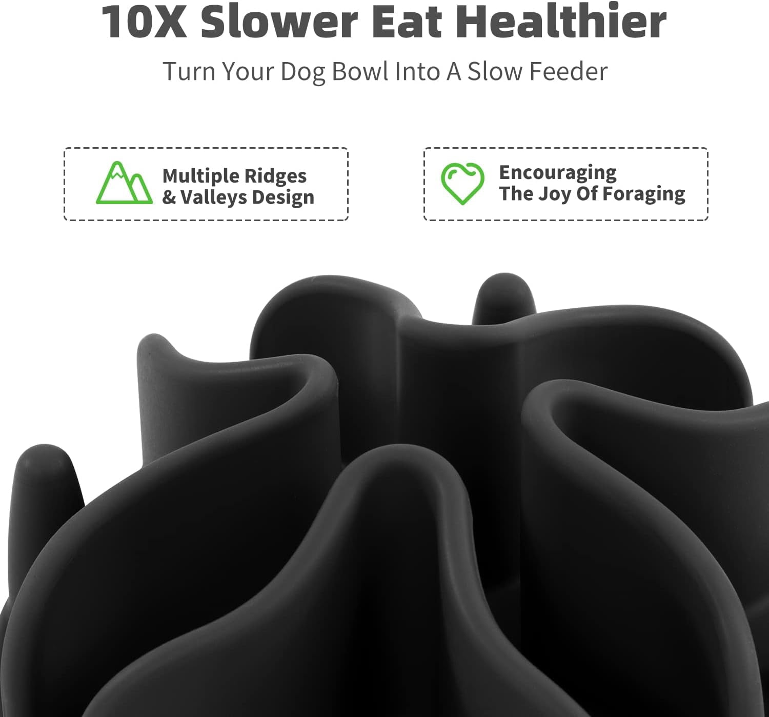 Slow Feeder Dog Bowls Insert, Puzzle Slow Feeder Insert with 51 Octopus Suction Cups for Medium Large Size Dog Food Bowl Over 6.5" Wide (Black)
