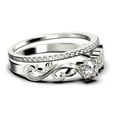 thumbnail image 2 of Art Nouvea Twisted 1.00 Carat Round Cut Diamond Moissanite Engagement Ring, Antique Design Wedding Ring in 925 Sterling Silver With 18k White Gold Plating, Bridal Set, Matching Band, 2 of 4