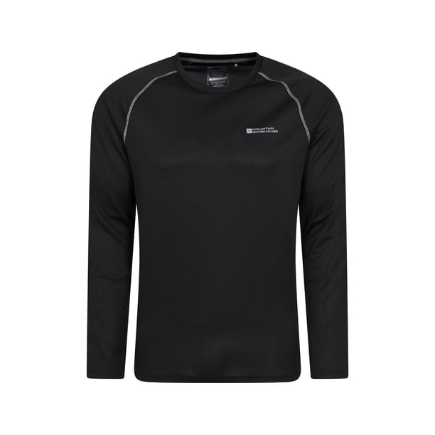Mountain Warehouse - Camiseta Endurance Manga Larga para Hombre (Negro Azabache)