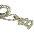 thumbnail image 4 of Icemond Rhinestone Studded Crown Small Initial Alphabet Letter Pendant Necklace 24" Box Chain Necklace in Gold Tone or Silver Tone, 4 of 5