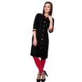 thumbnail image 6 of Pannkh Women's Black Multi Color Button Kurti, 6 of 7