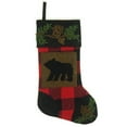 thumbnail image 2 of Glitzhome Plaid Stocking with Rug Hooked Bear, 2 of 3