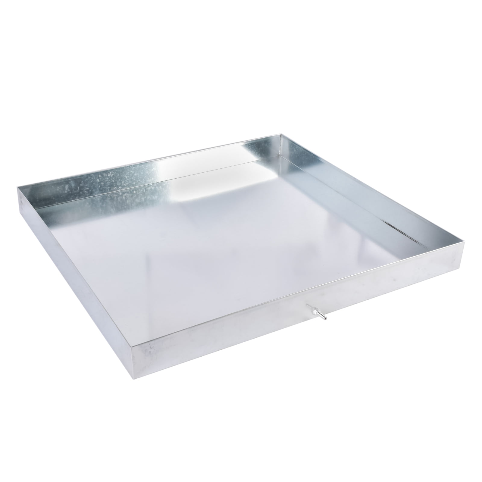 GELUOXI 27 x 25 x 2.5 Inch Washing Machine Pan Galvanized Steel Washing Machine Drain Pan Heavy Duty Compact Washer Drip Tray with Drain Hole & Hose Adapter