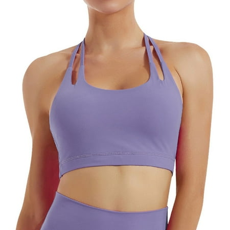 

ZMHEGW Seamless High Impact Yoga Bra for Women 1 Wire-Free Bralettes Solid Print Purple Xxl