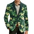 thumbnail image 6 of Kilaqueen Corduroy Blazer for Men St Patricks Day Single-Breasted Notch Lapel Suit Jackets Fashion Holiday Party Work Blazers with Pockets, 6 of 8
