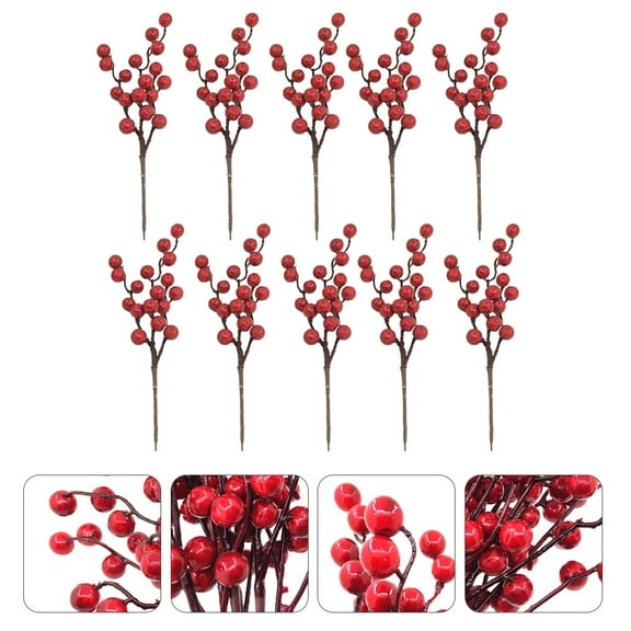 Raindrops Artificial Cherry Ornaments for Party Supplies Red Foam 10Pcs