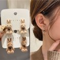 thumbnail image 2 of Pendientes de oso para mujeres y niñas, moda 2022, aguja de plata de Corea, pendientes de otoño e invierno, bonitos pendientes de oreja de conejo flocado, joyería Dengxun unisex, 2 of 2