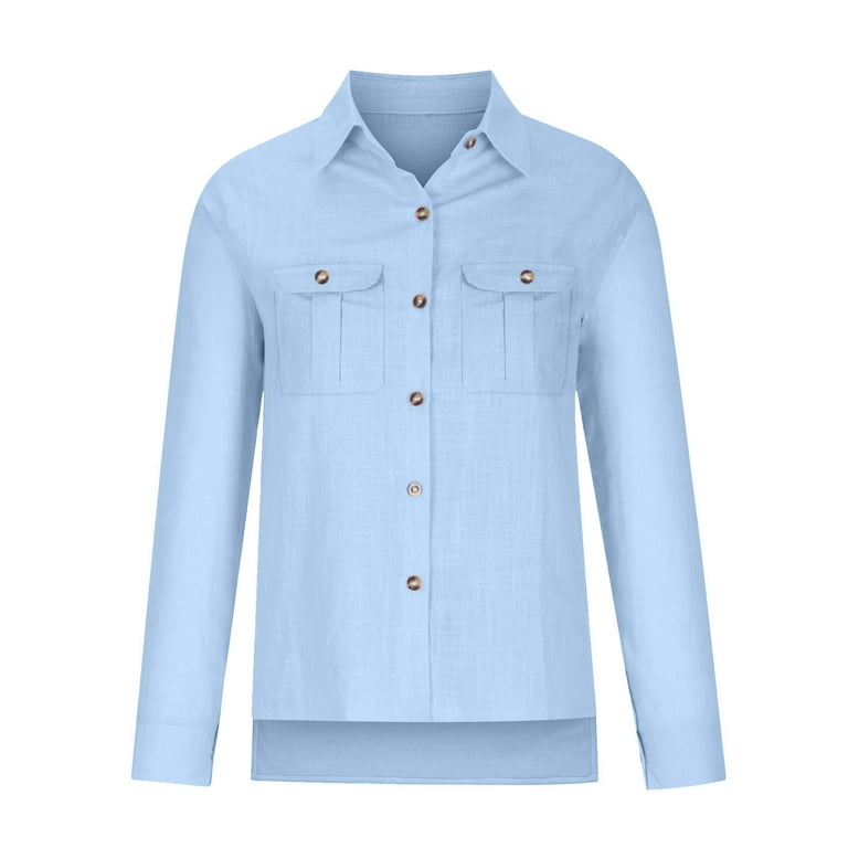 winter dress shirts for women Women Solid Dress Shirts Long Sleeves Blouses Fall Winter Office Lady Top at Amazon Women's Clothing store