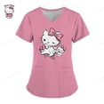 thumbnail image 5 of Uniforme de Hello Kitty para mujer, camisa de trabajo de enfermera con estampado de dibujos animados de Hello Kitty, bata con bolsillo, uniforme de enfermería para Navidad, 5 of 5