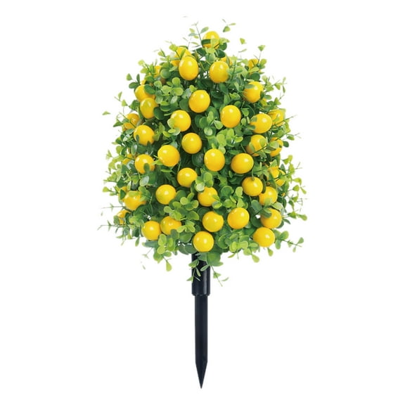 Lemon Topiary Ball Tree - Artificial Evergreen Shrub with Ground Stake, Fade-Proof Outdoor Decor for Porch, Yard & Party, Low Maintenance with Realistic Fruit
