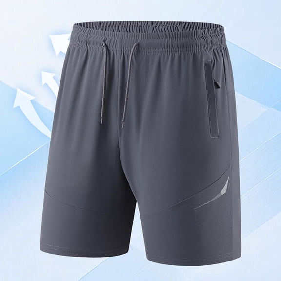 CQONEPT Big and Tall Sports Shorts for Men Quick Dry Athletic Drawstring Shorts Outdoor Short Pants with Zip Pockets Gray 4XL