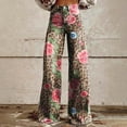 thumbnail image 2 of Jxximdong Pants for Women Women's Vintage Flower Print Casual Wide Leg Pants Pink S Trousers, 2 of 4