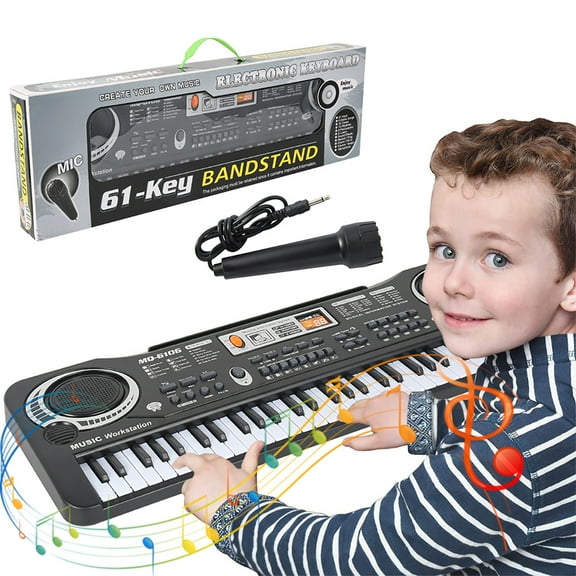 Ikoopy Keyboard Piano with Microphone Battery/USB Powered 61 Key Electric Piano Musical Instruments for Beginners Professionals
