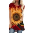 thumbnail image 2 of Hauts d'Été Grande Taille Femmes Mode Décontractée Femmes Été Décontracté Col Rond Manches Courtes Imprimé Hauts Blouse T-shirt Col en V T-shirt Femmes en Solde, 2 of 8