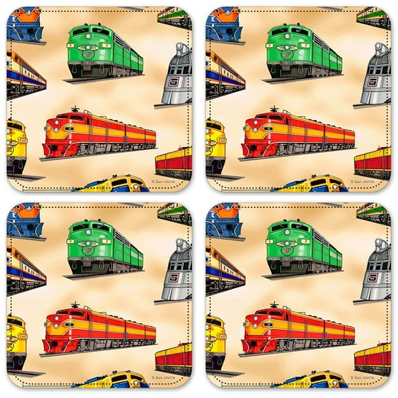 Vinyl Drink Coasters - Set of 4 - Diesel Trains - Image by Dan Morris