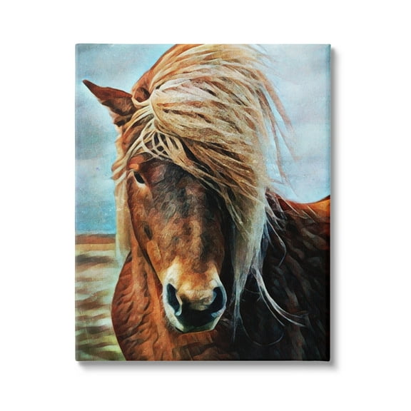 Stupell Windblown Mane Country Horse Animals & Insects Painting Gallery Wrapped Canvas Print Wall Art