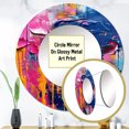 thumbnail image 3 of Designart "Explosions Of Color Pink Blue Burst" Abstract Rund Mirror For Wall Decor - Large Pink Round Printed Mirror - Glam Round Mirror 29" x 29" Inch, 3 of 5