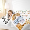 thumbnail image 4 of Feelyou Fairy Tale Rabbit Full Size Comforter Sets, Cartoon Cheetah Elephant Zebra Lover Bedding Comforter Set, Teens Kids Boys Girls Reversible Bedding Sets, Breathable Home Decor, 3pcs, 4 of 8