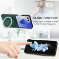 thumbnail image 2 of Allytechgroup Case for Samsung Galaxy Z Flip 7 with Ring Kickstand, PU Leather Hard PC Back Cover Slim Lightweight Support Magnetic Car Phone Mount Shockproof for Samsung Galaxy Z Flip 7, Green, 2 of 10