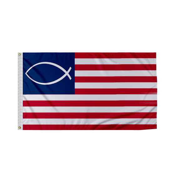 AGAS Jesus Fish Boat Flag 12x18 inch - Single Sided, 200D Nylon, Header and Grommets