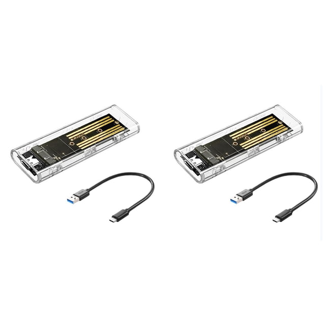 2X M2 SSD Case M.2 NVME SSD Enclosure Portable USB3.1 Type-C SSD Transparent Hard Disk Case 5Gbps for PC
