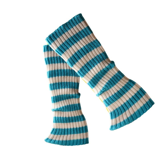 Vinsonshop Leg Warmers Striped Knitted Leg Warmers Striped Long Socks Leg Warmers Y2k 80s Accessories for Women Boot Socks Knit Stockings T One Size