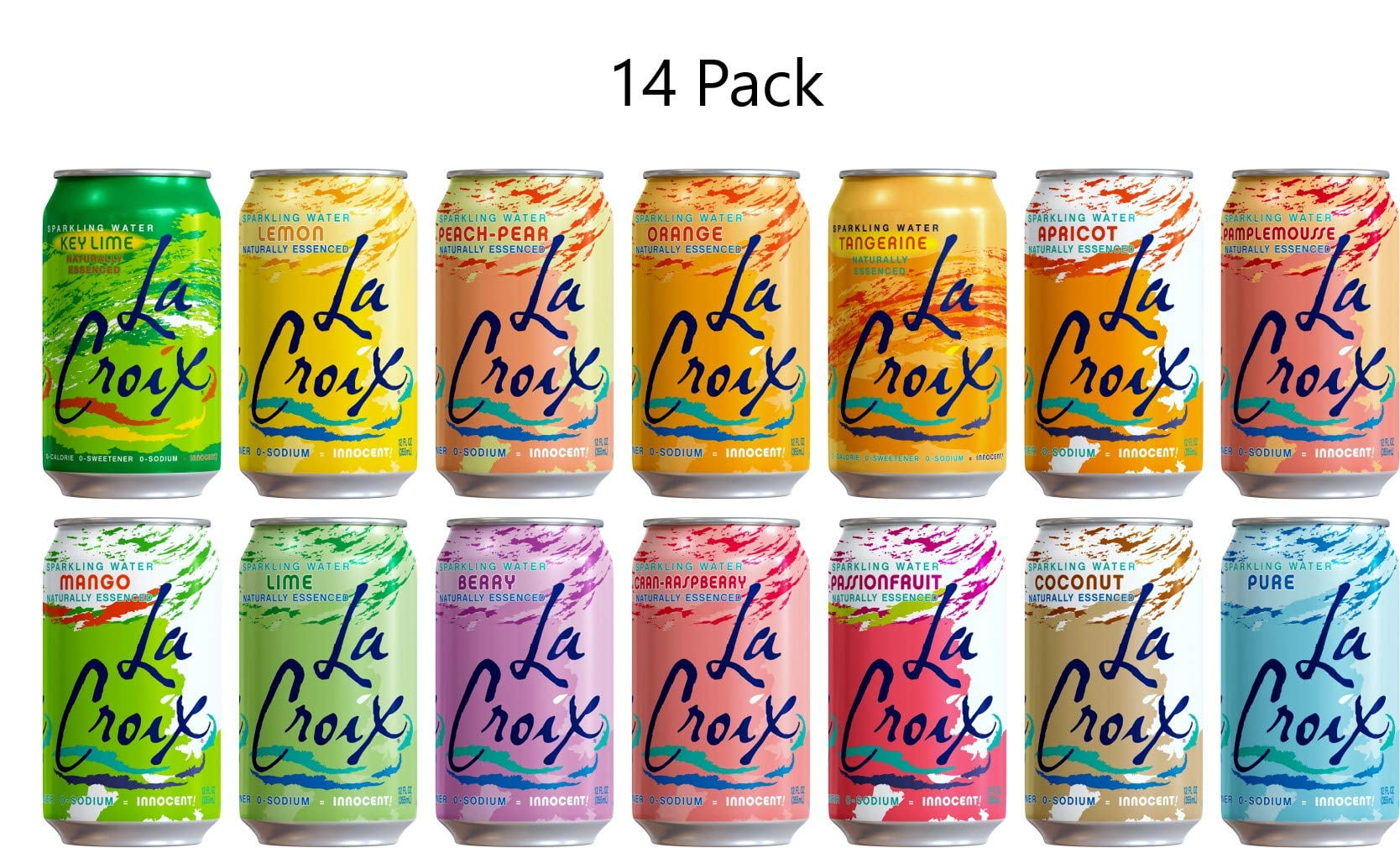 La Croix Sparkling Water - All Flavor Variety Pack, 14 Flavors (Sampler), 12 Oz Cans, Flavored Seltzer Drinking Water Beverage Naturally Essenced | Pack of 14