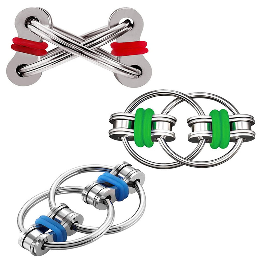 Fidget Bike Chain Key Ring Stress Reducer Metal Keychain Decompression Toy 
