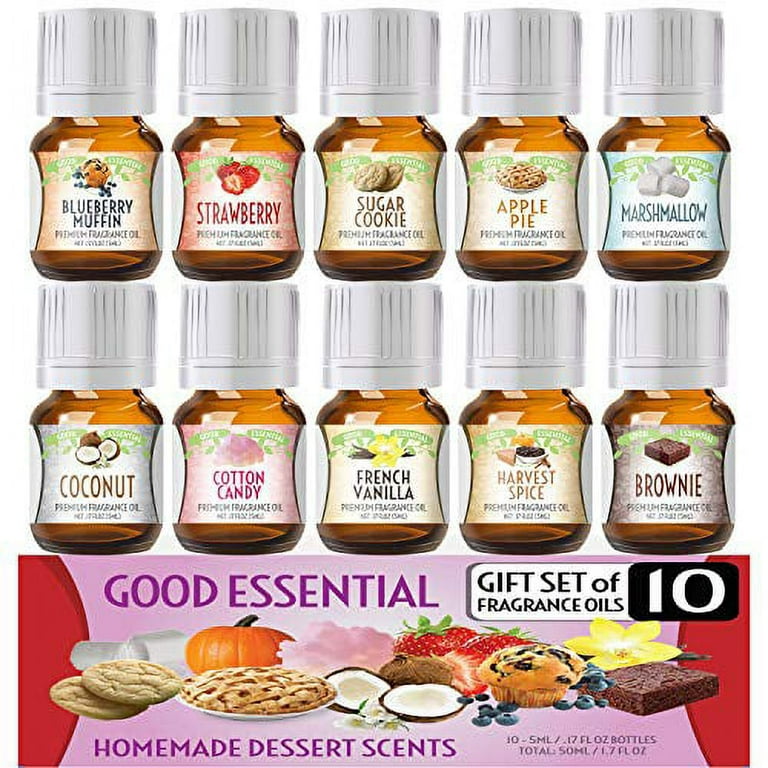 Good Essential Oils Good Essential Sweet Scents Fragrance Oil Set 10 Pack  Bulk Holiday Gift Oils for Aromatherapy Diffusers, Candle 