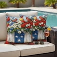 thumbnail image 4 of Star Stripe Flag Outdoor Waterproof Pillow Covers, Patriotic Red Blue Poppy Flower Bird Decorative Square Throw Pillowcase Sofa Cushion Sham for Patio/Couch/Chair, 24"x24" 2 Pack, 4 of 8