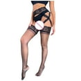 thumbnail image 6 of Women Lingerie Garter Belt Stocking Fishnet Thigh High Tights Suspender Pantyhose Black Size One Size, 6 of 6