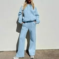 thumbnail image 3 of Scyoekwg Womens Two Piece Sets Fall Outfits Long Sleeve Sweatshirt Wide Leg Pants Fashion Matching Outfits Casual Two Piece Set Tracksuit (Light Blue,XL), 3 of 6