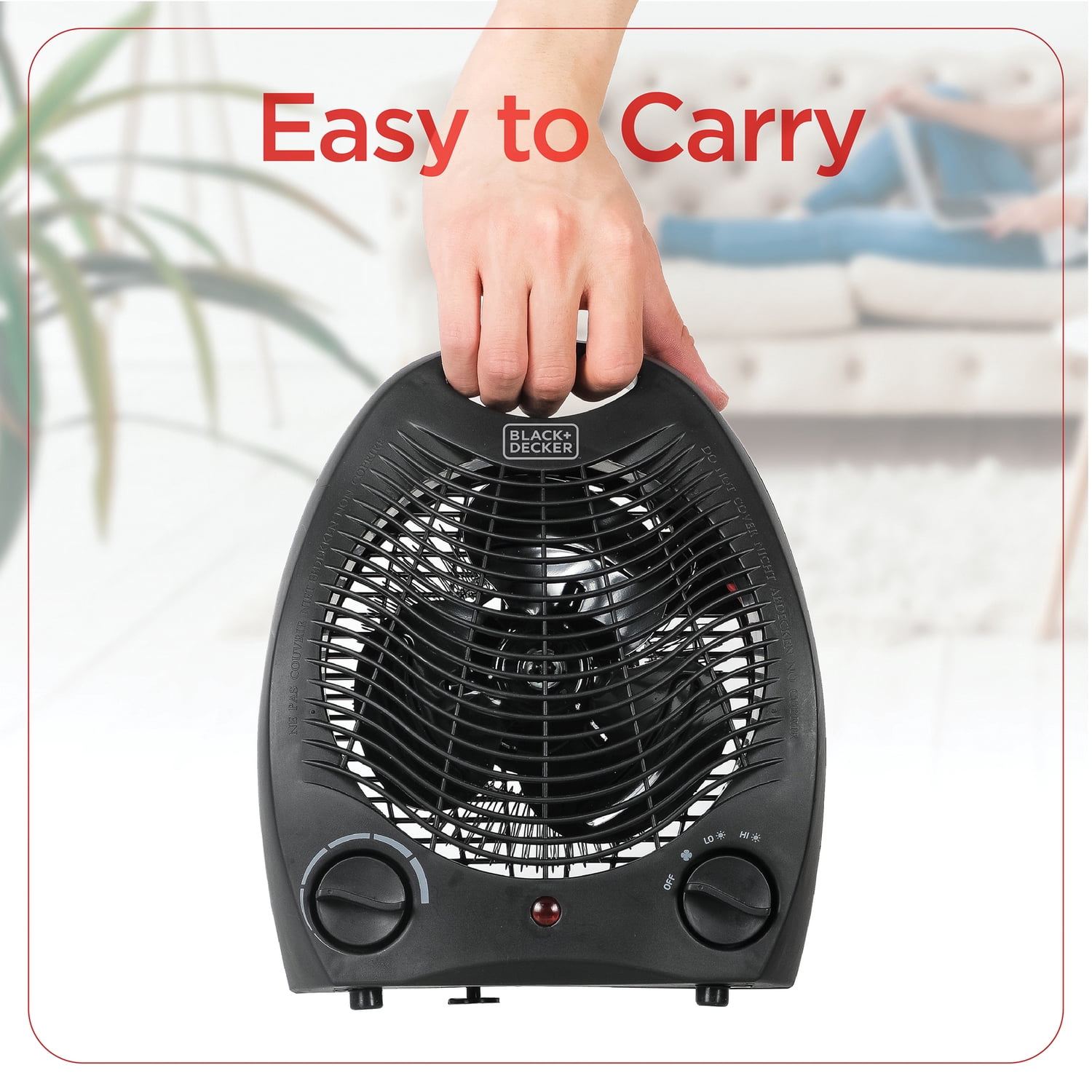 BLACK+DECKER 1,500-Watt-Max Personal Desktop Heater with Fan Setting, Black