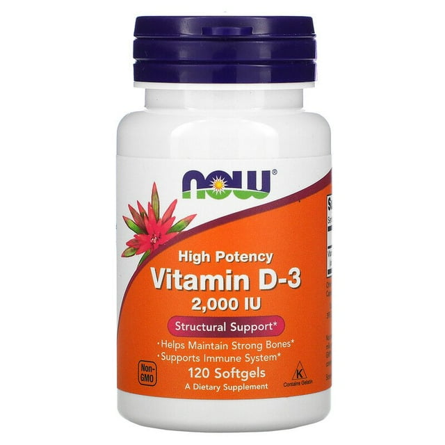 Now Foods, Vitamina D3, 2000 IU, 120 cápsulas Now Foods 2000IU