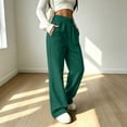 thumbnail image 5 of Vxararl Straight Leg Pants Women Lounge & Travel Outfits,fall Fashion Thin Soft Pajama Pants,loose Fit Track Pants with Pockets High Waisted Lightweight Pants Womens Sweatpants Dark Green M, 5 of 8