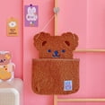 thumbnail image 2 of Hanging Organizer with Large Pocket Fluffy Bear Storage Bag with Love Heart Hook Kawaii Organization for Girls Room (Brown Bear), 2 of 5