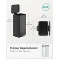 thumbnail image 5 of Kitchen Trash Can, 10.5 Gallon (40 L) Garbage Can, Large Step Trash Bin with Lid, Stainless Steel, Soft Close, 15 Trash Bags Included, Black, 5 of 7