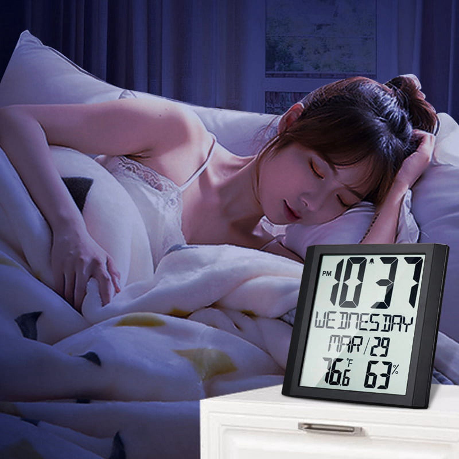 1 x temperature and humidity meter alarm clock-black
