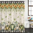 thumbnail image 2 of Green Pumpkin Fall Shower Curtain, Waterproof Shower Curtains for Bathroom, Thanksgiving Sunflower Daisy Botanical Linen Washable Fabric Bathtub Curtain Set Bath Decor with 12 Hooks 48"x72", 2 of 8