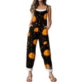 thumbnail image 5 of BOMYJESK Summer Halloween Costumes Jumpsuit for Women Spooky Pumpkin Adjustable Strap Rompers Pants Loose 2026 Hippie Overalls Black S, 5 of 7
