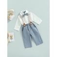 thumbnail image 3 of Qiylii Baby Boy Shirt Romper + Pants + Bow Tie + Adjustable Straps, Elastic Waist Gentleman Style Spring Clothing,0-3Years, 3 of 9