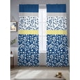 thumbnail image 5 of Blue Yellow Semi Sheer Window Curtains 108 Inches Long, Botanical Floral Motifs Wildflower Striped Rod Pocket Voile Silky Chiffon Curtain Light Filtering Drapes for Living Room, 52"x108", 2 Panels, 5 of 9