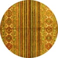 thumbnail image 1 of Ahgly Company Machine Washable Indoor Round Abstract Yellow Contemporary Area Rugs, 3' Round, 1 of 4