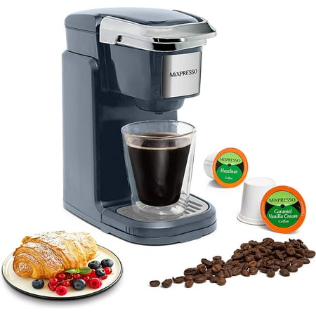 Single Cup Coffee Brewer - Quick Brew, One Touch Function, 12oz One Cup Grey Coffee Maker