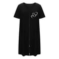 thumbnail image 3 of Ohufall Women Zipper Robe Short Sleeve Duster Housecoat Short Bathrobes Zip Front Nightgown with Pockets, 3 of 5