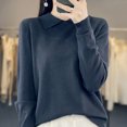 thumbnail image 1 of Hot6sl Women's Fashion Casual Round Neck Solid Color Loose Base Knitted Sweater Top, 1 of 4